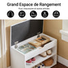 SoBuy FSR25-W Banc à Chaussures 2 Étages avec Coussin Rembourré pour Entrée Couloir – 60x30x44 cm, Blanc