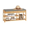SoBuy FSR47-N Banc à Chaussures avec Étagère et Tiroirs Latéraux, Assise pour Entrée Couloir – 90x30x45 cm, Naturel