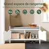 SoBuy FSR63-II-W Banc à Chaussures avec Coussin Rembourré et 2 Portes, Meuble d'Entrée – 91x30x50 cm, Blanc