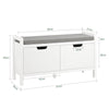 SoBuy FSR63-II-W Banc à Chaussures avec Coussin Rembourré et 2 Portes, Meuble d'Entrée – 91x30x50 cm, Blanc