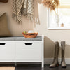 SoBuy FSR63-II-W Banc à Chaussures avec Coussin Rembourré et 2 Portes, Meuble d'Entrée – 91x30x50 cm, Blanc