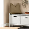 SoBuy FSR63-II-W Banc à Chaussures avec Coussin Rembourré et 2 Portes, Meuble d'Entrée – 91x30x50 cm, Blanc