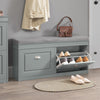 SoBuy Lot FSR64-HG + FSR79-HG – Ensemble Meubles à Chaussures Gris, Banc avec Coussin + Meuble 4 Abattants 16 Paires, Rangement Entrée 2 Pièces