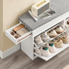 SoBuy FSR64-WG + FSR78-WG – Ensemble Meubles à Chaussures Entrée, Banc à Chaussures avec Coussin + Meuble à Chaussures 2 Abattants, Gain de Place, Rangement 16 Paires, Effet Bois Vieilli Blanc