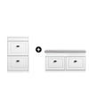 SoBuy FSR64-WG + FSR78-WG – Ensemble Meubles à Chaussures Entrée, Banc à Chaussures avec Coussin + Meuble à Chaussures 2 Abattants, Gain de Place, Rangement 16 Paires, Effet Bois Vieilli Blanc
