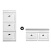 SoBuy FSR64-WG + FSR94-WG Lot Banc à Chaussures + Meuble Slim 20 Paires – Entrée Complète 24 cm – Effet Bois Blanc