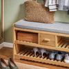 SoBuy FSR75-N Banc à Chaussures avec Tiroir et Assise, Étagère de Rangement pour Entrée Couloir – 91x34x45 cm, Naturel