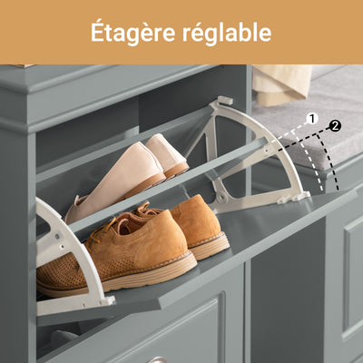 SoBuy FSR78-HG Armoire à Chaussures 2 Abattants Slim 24cm – 8 Paires, Dos Aéré, FSC®, Gris, 54x24x83 cm