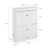 SoBuy FSR78-L-W Armoire à Chaussures Slim 24 cm – 2 Abattants, 12 Paires, Tiroir, Dos Ventilé, 75×24×96 cm, Blanc