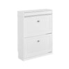 SoBuy FSR78-L-W Armoire à Chaussures Slim 24 cm – 2 Abattants, 12 Paires, Tiroir, Dos Ventilé, 75×24×96 cm, Blanc
