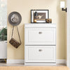 SoBuy FSR78-L-W Armoire à Chaussures Slim 24 cm – 2 Abattants, 12 Paires, Tiroir, Dos Ventilé, 75×24×96 cm, Blanc