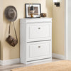 SoBuy FSR78-L-W Armoire à Chaussures Slim 24 cm – 2 Abattants, 12 Paires, Tiroir, Dos Ventilé, 75×24×96 cm, Blanc