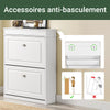 SoBuy FSR78-L-W Armoire à Chaussures Slim 24 cm – 2 Abattants, 12 Paires, Tiroir, Dos Ventilé, 75×24×96 cm, Blanc