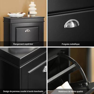 SoBuy FSR78-SCH Armoire à Chaussures 2 Abattants, Rangement 8 Paires pour Entrée Couloir – 54x24x83 cm, Noir