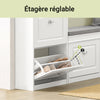SoBuy Lot FSR64-W + FSR78-W – Ensemble Meubles à Chaussures Blanc, Banc avec Coussin + Meuble 2 Abattants, Rangement Entrée Étroit, Set 2 Pièces