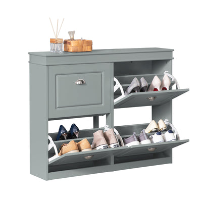 SoBuy FSR79-HG Meuble à Chaussures Slim 24 cm – 4 Abattants, 16 Paires, FSC® – Gris Clair