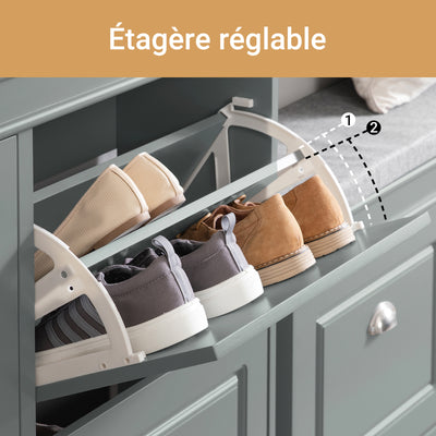 SoBuy FSR79-HG Meuble à Chaussures Slim 24 cm – 4 Abattants, 16 Paires, FSC® – Gris Clair