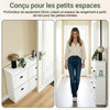 Prévente SoBuy FSR79-WG Meuble à Chaussures Slim 23 cm – 16 Paires, 4 Abattants, Blanc Effet Bois Vieilli