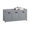 SoBuy FSR80-SG Banc à Chaussures avec Coussin Rembourré, 2 Portes et 1 Cube de Rangement pour Entrée – 90x35x45 cm, Gris Arge