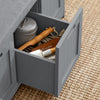 Prévente SoBuy FSR80-SG Banc à Chaussures avec Coussin Rembourré, 2 Portes et 1 Cube de Rangement pour Entrée – 90x35x45 cm, Gris Argenté