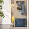 SoBuy FSR82-K-B Banc à Chaussures avec Coussin Rembourré, 1 Abattant, Tiroir et Crochet, Slim 24cm – 60x24x52 cm, Bleu