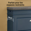 SoBuy FSR82-L-B Banc à Chaussures 75 cm avec Coussin Amovible, Abattant 2 Niveaux, Tiroir et Crochet, 150 kg, FSC® – Slim 24 cm, Bleu