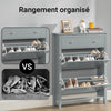 SoBuy FSR89-HG Armoire à Chaussures 2 Abattants avec Tiroir, Slim 25 cm, 12 Paires – 80x25x108 cm, Gris