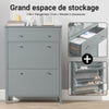 SoBuy FSR89-HG Armoire à Chaussures 2 Abattants avec Tiroir, Slim 25 cm, 12 Paires – 80x25x108 cm, Gris