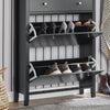 SoBuy FSR89-SCH Armoire à Chaussures 2 Abattants et Grand Tiroir, Rangement 12 Paires pour Entrée Couloir – 80x25x108 cm, Noir