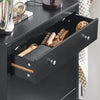 SoBuy FSR89-SCH Armoire à Chaussures 2 Abattants et Grand Tiroir, Rangement 12 Paires pour Entrée Couloir – 80x25x108 cm, Noir