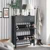 SoBuy FSR89-SCH Armoire à Chaussures 2 Abattants et Grand Tiroir, Rangement 12 Paires pour Entrée Couloir – 80x25x108 cm, Noir