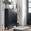 SoBuy FSR89-SCH Armoire à Chaussures 2 Abattants et Grand Tiroir, Rangement 12 Paires pour Entrée Couloir – 80x25x108 cm, Noir