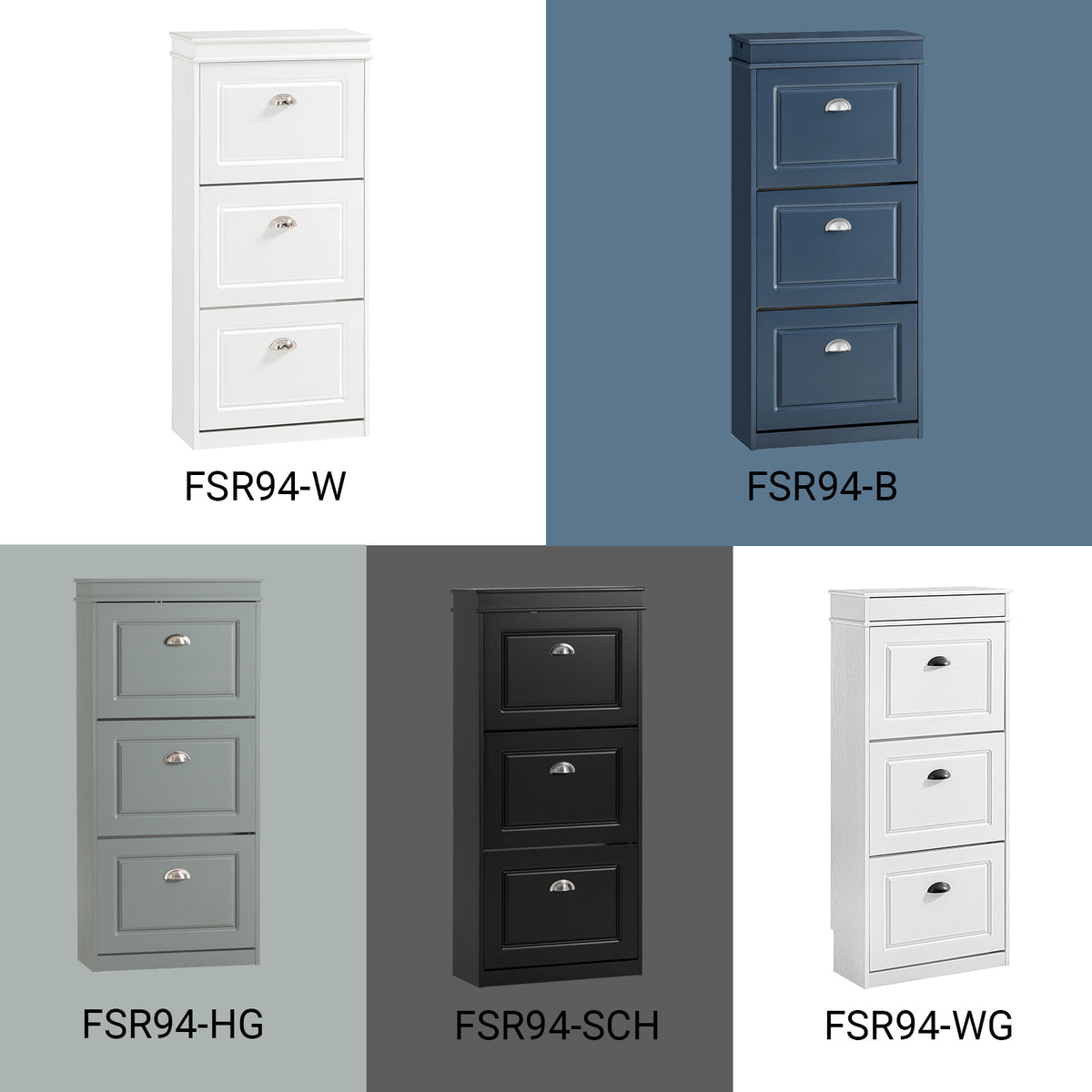SoBuy FSR94-B – Armoire à Chaussures Slim 24 cm – 3 Abattants, Tiroir et Crochet – 12 Paires – Bleu FSC®
