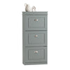 SoBuy FSR94-HG Armoire à Chaussures Slim 24 cm à 3 Abattants – 12 Paires – Dos Ventilé – Bois FSC – Gris