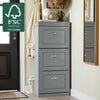 SoBuy FSR94-HG Armoire à Chaussures Slim 24 cm à 3 Abattants – 12 Paires – Dos Ventilé – Bois FSC – Gris