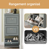 SoBuy FSR94-HG Armoire à Chaussures Slim 24 cm à 3 Abattants – 12 Paires – Dos Ventilé – Bois FSC – Gris
