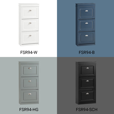 SoBuy FSR94-HG Armoire à Chaussures Slim 24 cm à 3 Abattants – 12 Paires – Dos Ventilé – Bois FSC – Gris