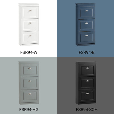 SoBuy FSR94-SCH – Armoire à Chaussures Slim 24 cm – 3 Abattants, 12 Paires – Noir Mat FSC®