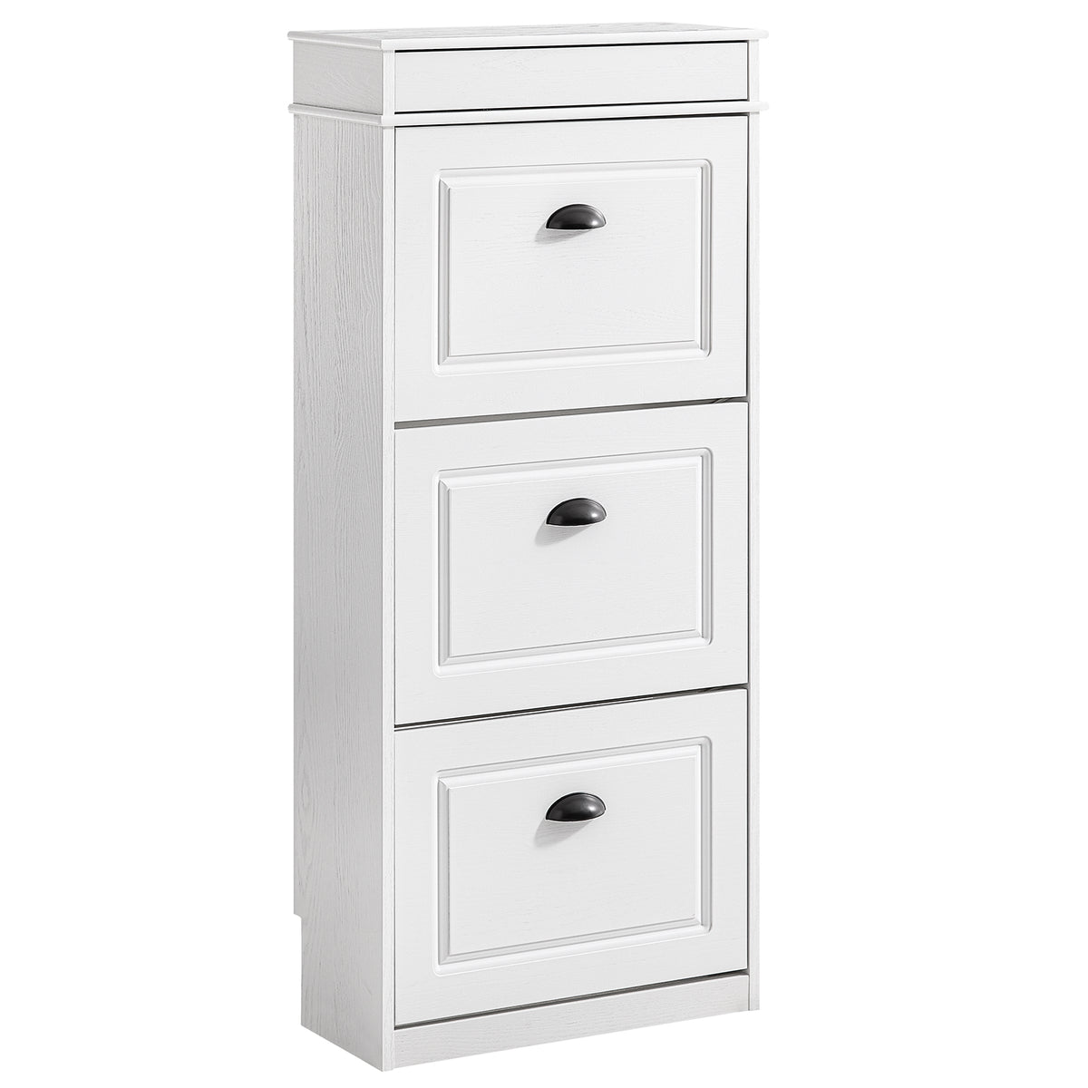 SoBuy FSR94-WG Meuble à Chaussures Slim 24 cm à 3 Abattants – Effet Bois Blanc