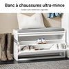 SoBuy FSR98-L-W Banc à Chaussures avec Coussin Rembourré et 1 Abattant pour Entrée Couloir – 80x26x45 cm, Blanc