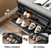SoBuy FSR98-XL-SCH Banc à Chaussures avec Coussin et 2 Abattants – 100×26×46 cm, 158 kg, Noir
