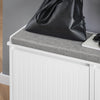 SoBuy FSR98-XL-W Banc à Chaussures avec Coussin Rembourré et 2 Abattants pour Entrée Couloir – 100x26x46 cm, Blanc