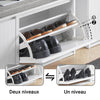 SoBuy FSR98-XL-W Banc à Chaussures avec Coussin Rembourré et 2 Abattants pour Entrée Couloir – 100x26x46 cm, Blanc