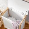 SoBuy FSS66-WN Corbeille à Linge, Coffre à Linge, Panier de Rangement, Corbeille Linge Sale avec Couvercle, Porte Vêtement Pour Laverie Salle de Bain