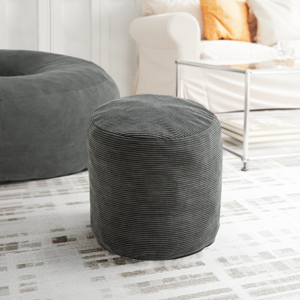 SoBuy FST100-DG Fauteuil de Salon en Velours Côtelé avec Repose-Pieds – Dossier Inclinable, Relax – 110×125×65 cm, Gris Foncé