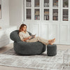 SoBuy FST100-DG Fauteuil de Salon en Velours Côtelé avec Repose-Pieds – Dossier Inclinable, Relax – 110×125×65 cm, Gris Foncé
