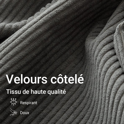 SoBuy FST100-DG Fauteuil de Salon en Velours Côtelé avec Repose-Pieds – Dossier Inclinable, Relax – 110×125×65 cm, Gris Foncé
