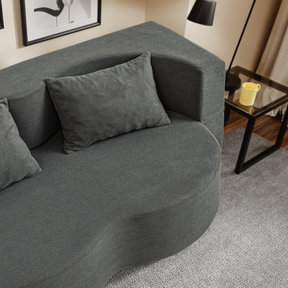 SoBuy FST101-DG Canapé-Lit Convertible 2 Places Gris Foncé – Design Organique en Velours Côtelé, 2 Coussins Inclus, Lit d'Appoint pour Petit Salon – 177×107×32 cm, Charge 227 kg