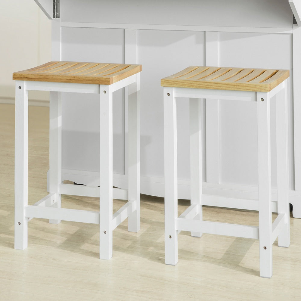 SoBuy FST29-WNx2 Lot de 2 Chaises Tabourets de Cuisine en Bois avec Repose-Pieds