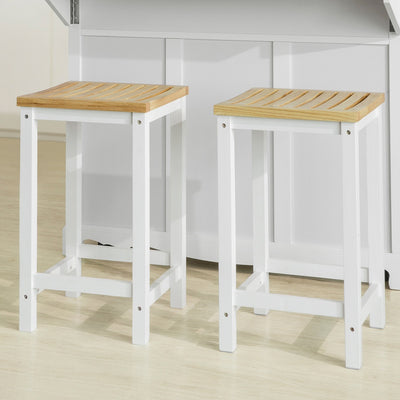 SoBuy FST29-WNx2 Lot de 2 Chaises Tabourets de Cuisine en Bois avec Repose-Pieds
